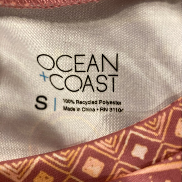 Ocean + Coast Active Top Size S Western Aztec Boho Pink Crewneck Short Sleeve - Picture 7 of 7